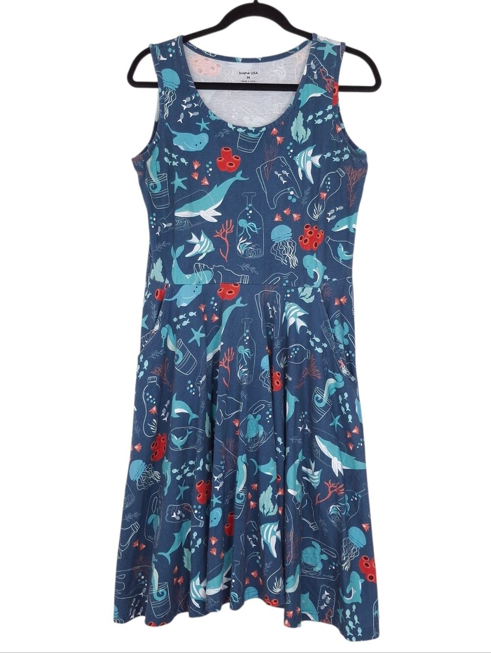 Svaha twirl dress ocean pollution conservation marine biology sea life pockets